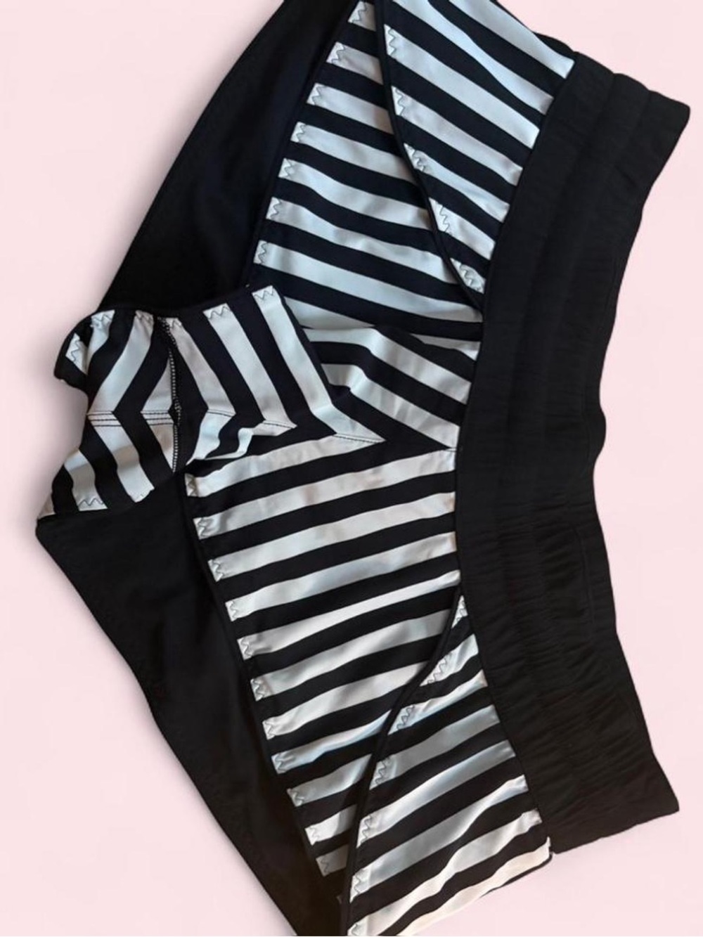 lululemon Black and White Striped Athletic Shorts